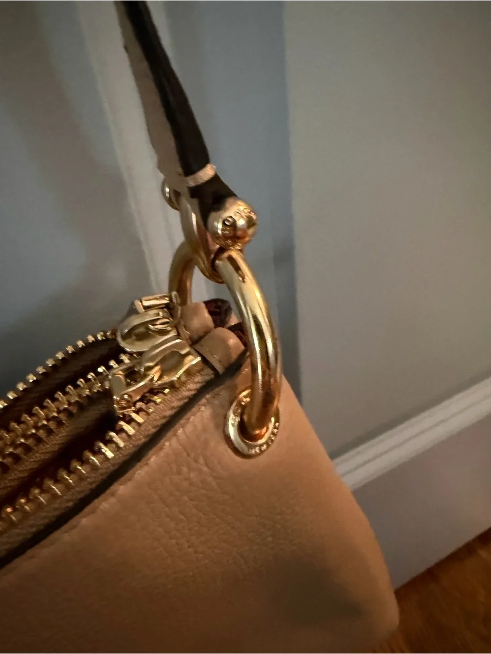 Coach Pebbled Leather Crossbody in Beige-Tan with Gold Hardware - Picture 6 of 9